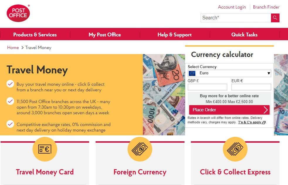 post office travel money card review