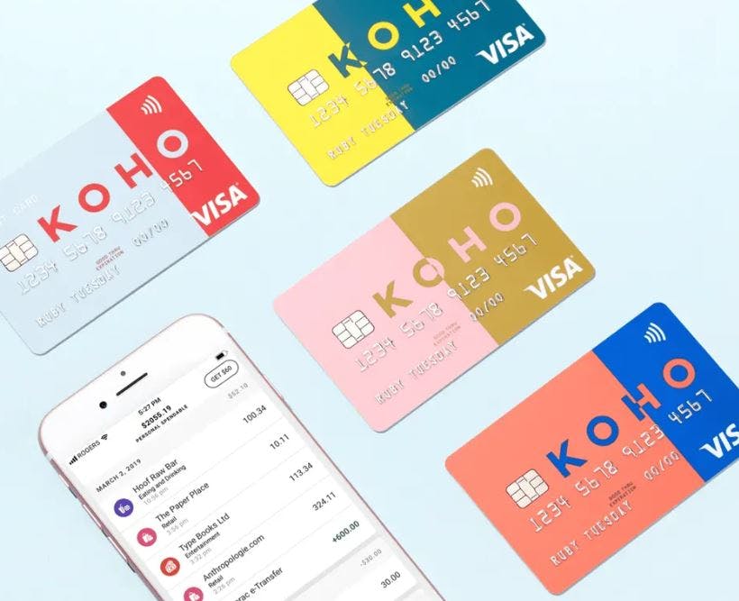 koho credit card and account smartphone app
