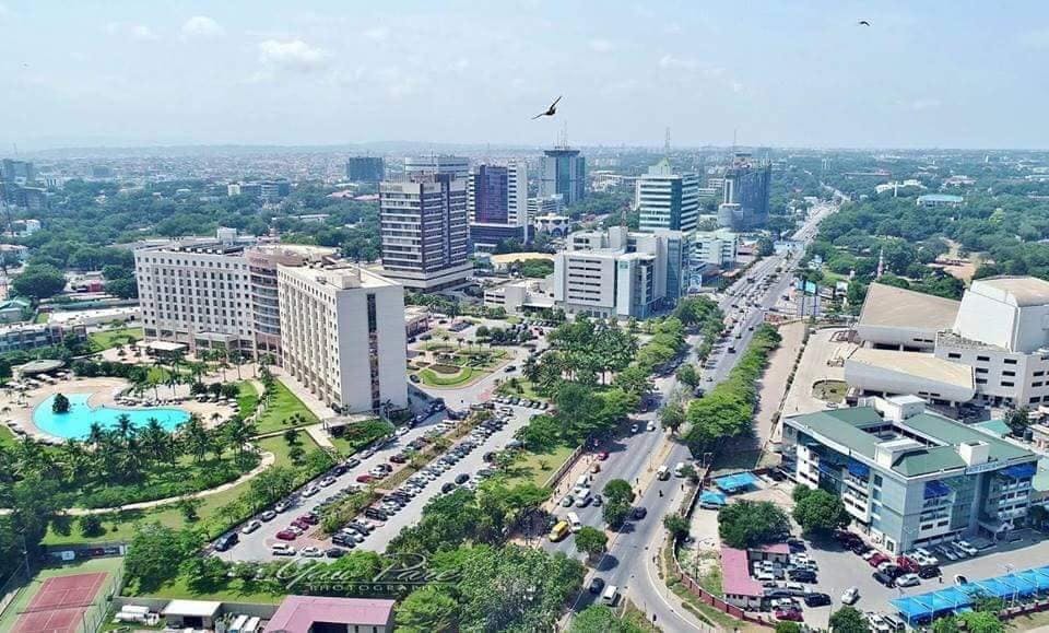 Drone footage of Accra Central