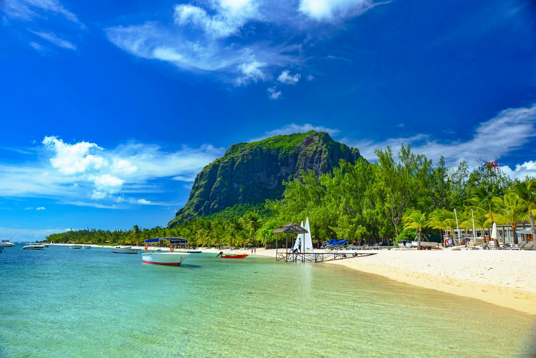 Beach and boats in Mauritius