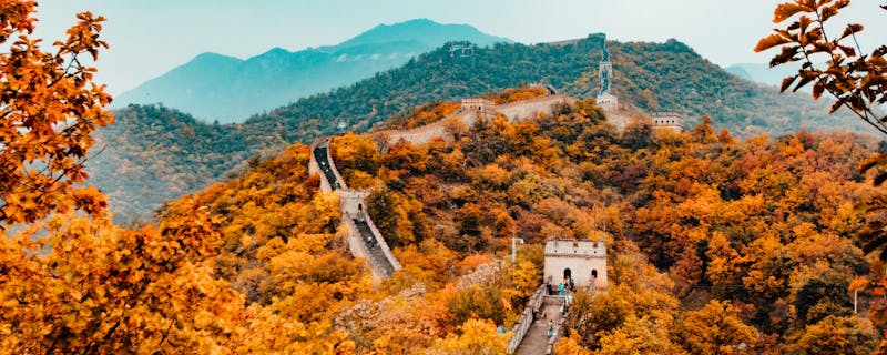 A view of the Great Wall of China, China.
