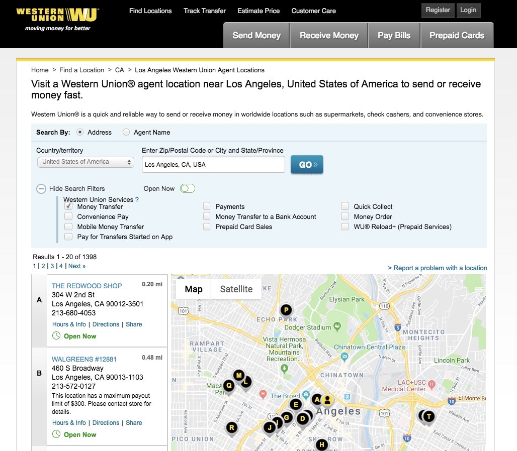 How to find money transfer services near me