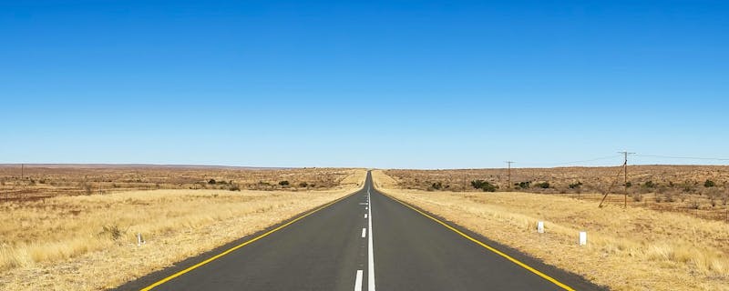 The long straight N1 highway that leads from Johannesburg to Cape Town in South Africa.