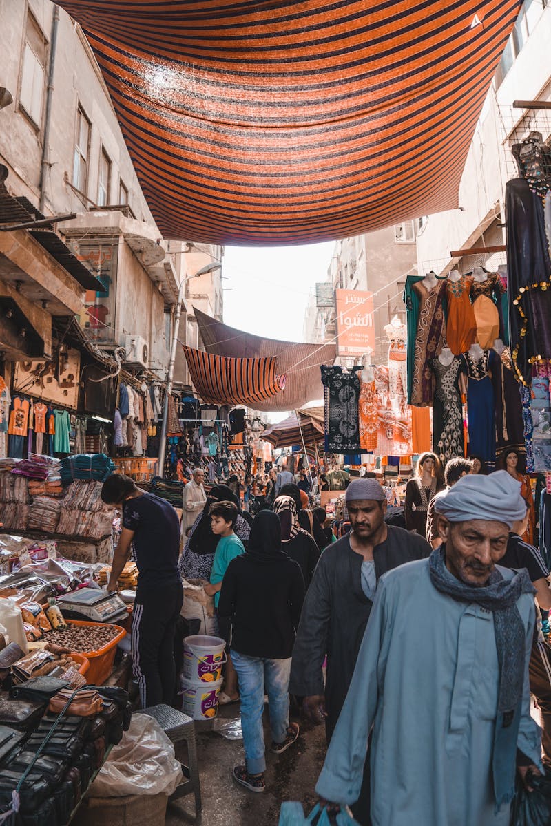 Hussle and bustle of a market in Cairo, Egypt